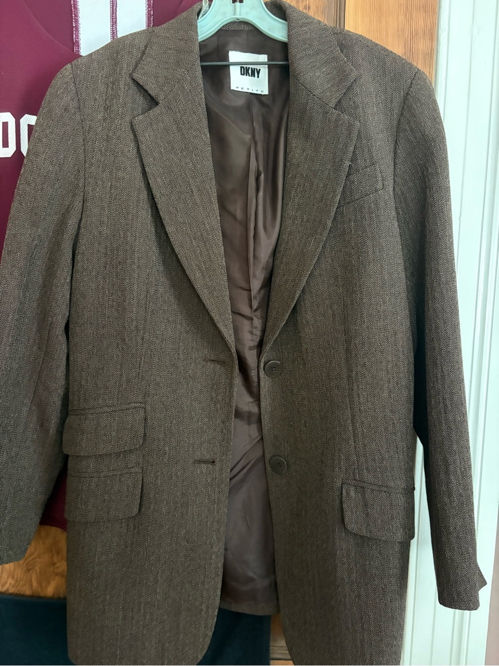 DKNY Brown Herringbone Blazer